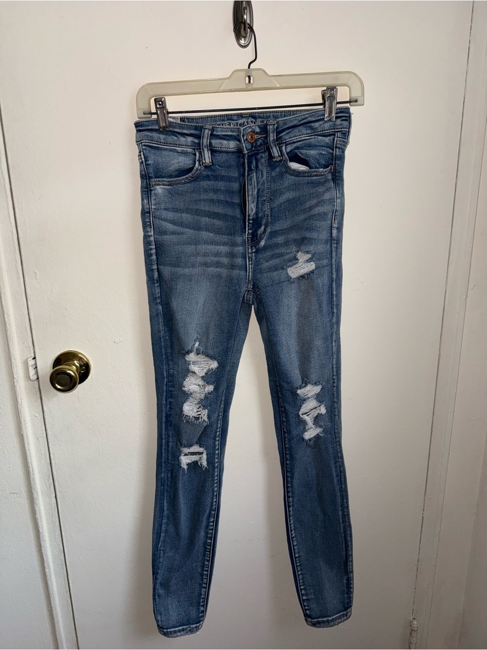 American Eagle Blue Distressed Women's Skinny Jeans Jeggings